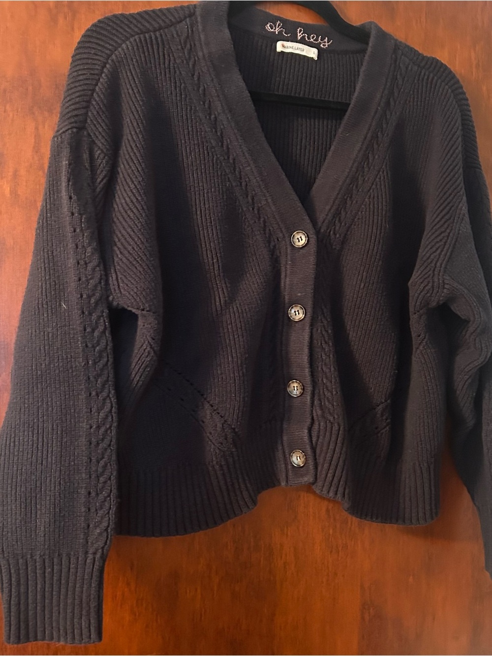 Marine Layer Navy / Black Button Cardigan - Picture 5 of 8